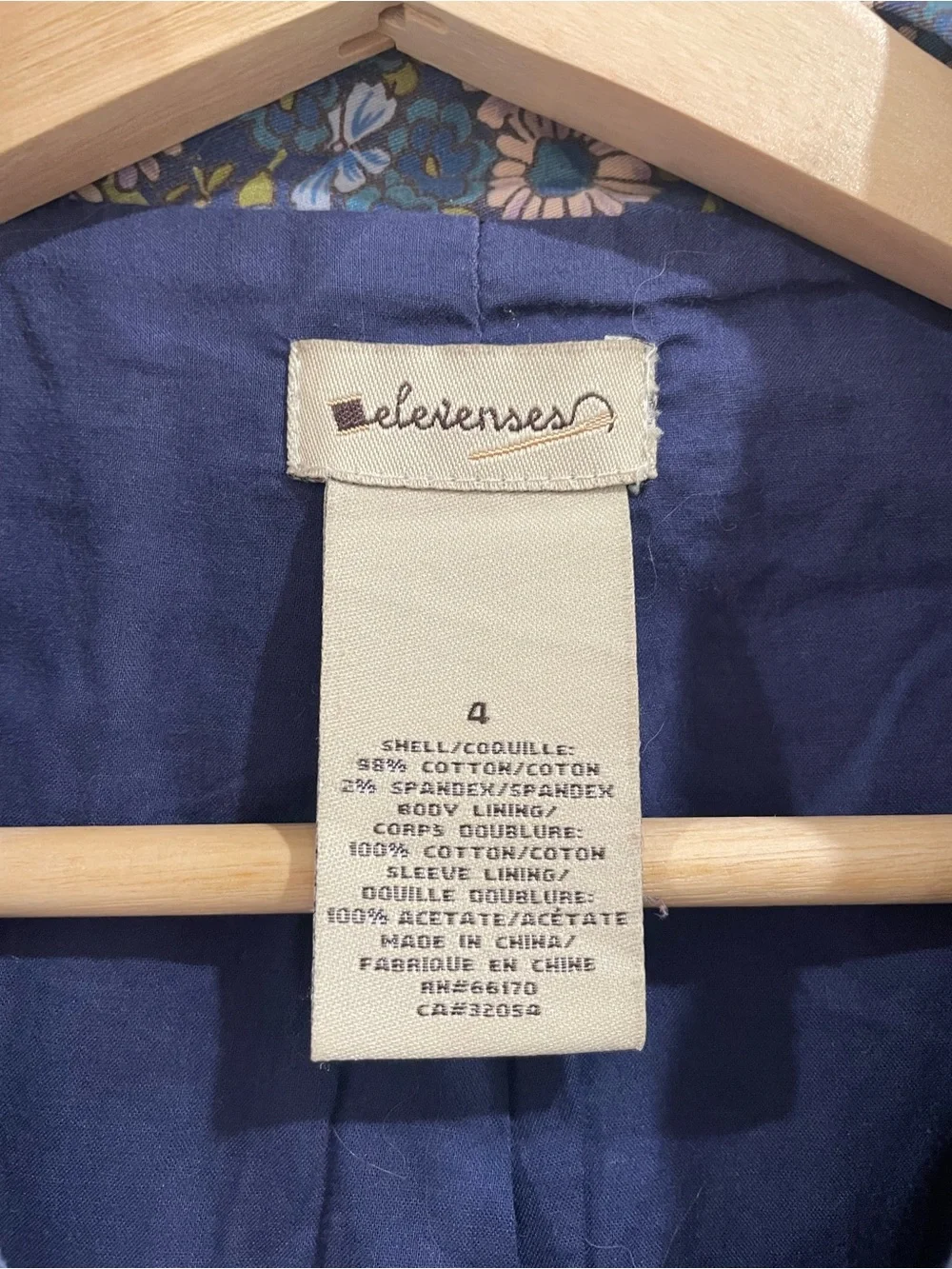 Anthropologie Elevenses Floral Rain Jacket Trench Coat Blue Purple Spring Size 4 - Picture 6 of 11